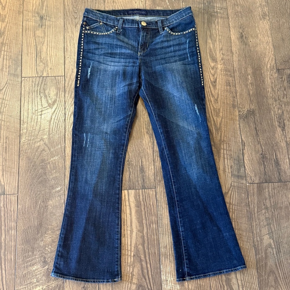 Rock‎ & Republic Jeans Women's 12 Blue Jeans Kasandra Bootcut Studded